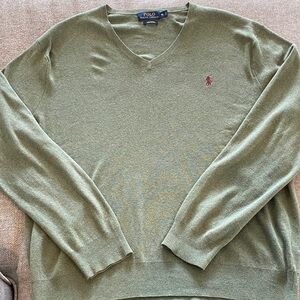 Ralph Lauren Men's Olive V-Neck Sweater